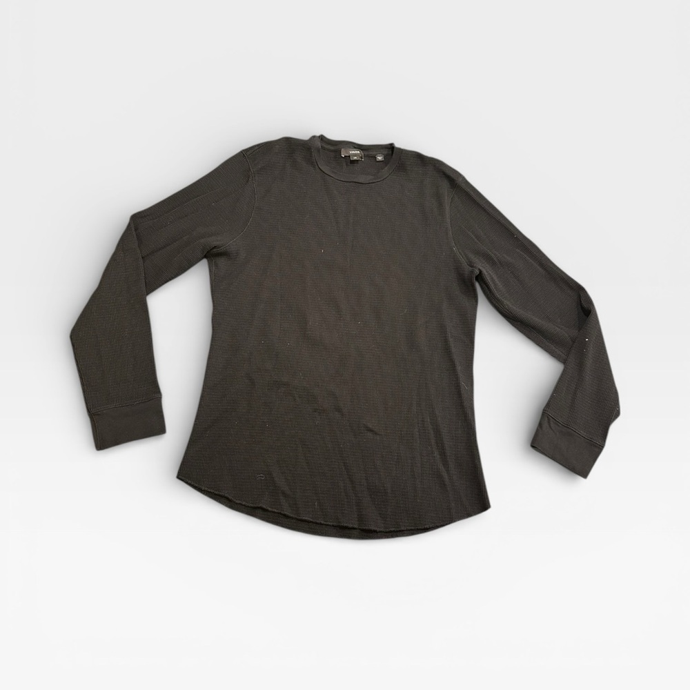 Pima Cotton-Blend Thermal Long-Sleeve Pullover Black